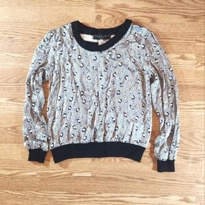 NWT Twinkle By Wenlan 100% Silk Animal Print Long Sleeve Sweater, Size M